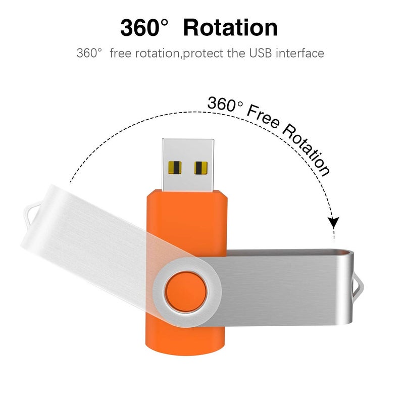 KOOTION 16GB USB 3.0 Flash Drive 16 gb Flash Drives 10pcs Thumb Drive Keychain Jump Drive Swivel Memory Sticks, Orange - Image 2